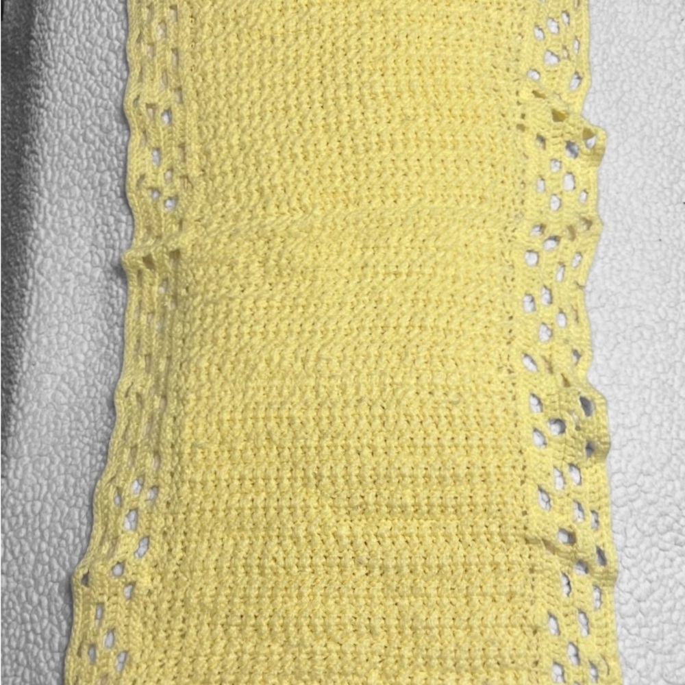 Light Yellow Handmade Crochet Table Runner